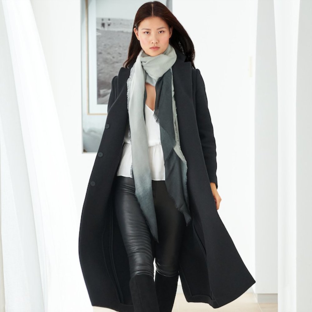 CUSHNIE GREY HORIZON OMBRE OVERSIZED SCARF 45" X 75" BRAND NEW IN PACKAGE - Picture 3 of 10